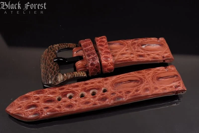 24mm Handmade Genuine Alligator Double Hornback Strap YN26 – image 3