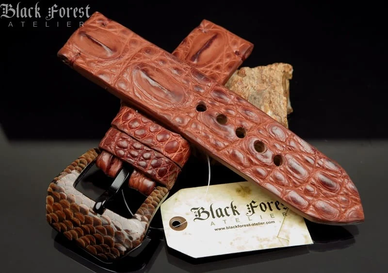 24mm Handmade Genuine Alligator Double Hornback Strap YN26