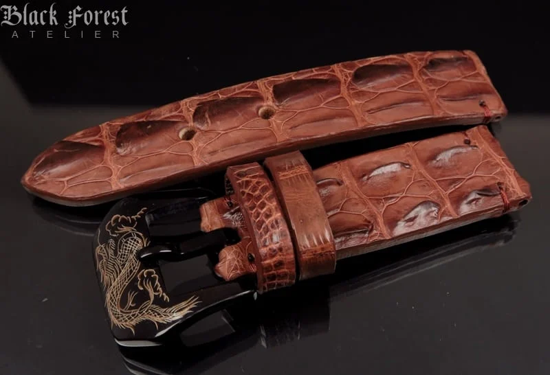 24mm Handmade Genuine Alligator Double Hornback Strap YN28 – image 3