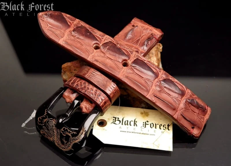 24mm Handmade Genuine Alligator Double Hornback Strap YN28