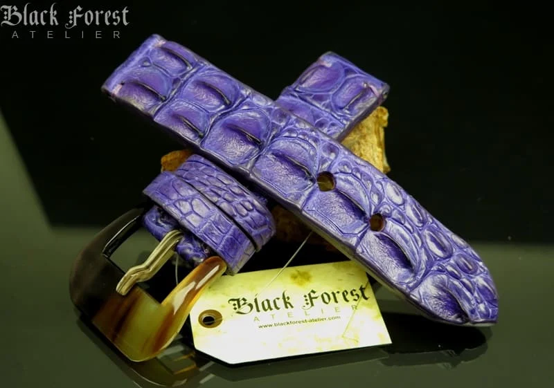 24mm Handmade Genuine Alligator Double Hornback Strap YN30