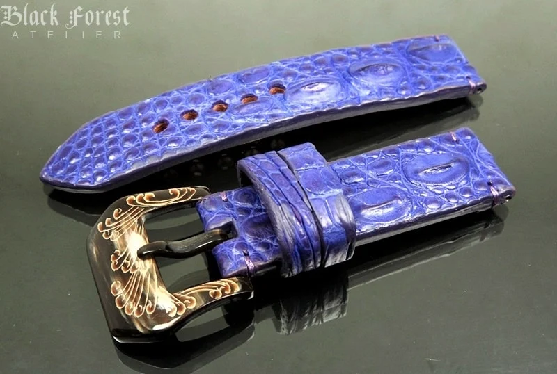 24mm Handmade Genuine Alligator Double Hornback Strap YN17 – image 3