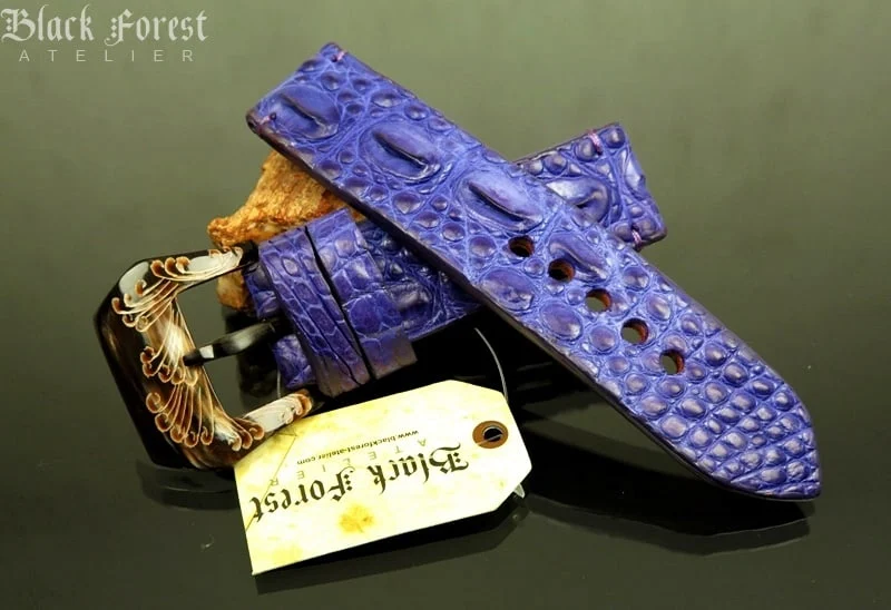 24mm Handmade Genuine Alligator Double Hornback Strap YN17