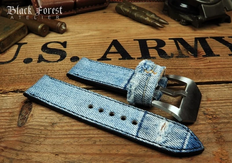Jeans-auf-Leder-Uhrenarmband Nr295 – Bild 3