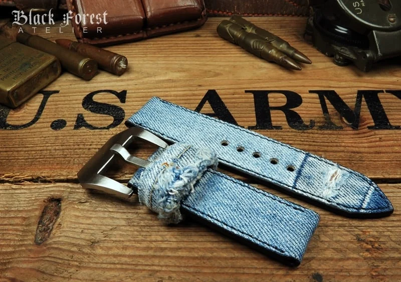 Jeans-auf-Leder-Uhrenarmband Nr295 – Bild 2