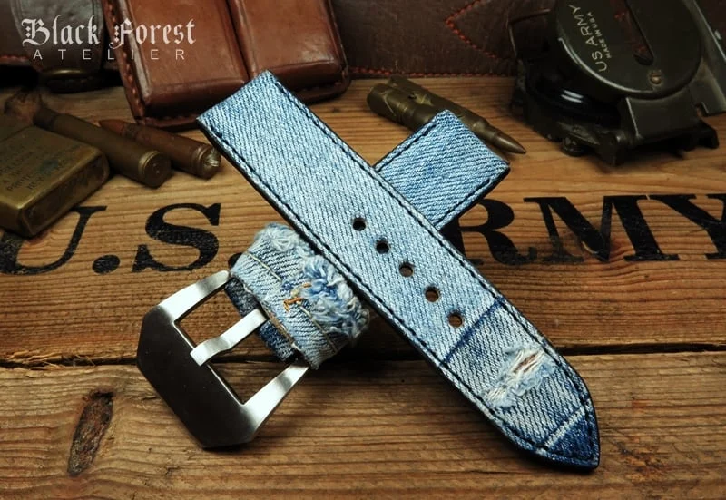 Jeans-auf-Leder-Uhrenarmband Nr295