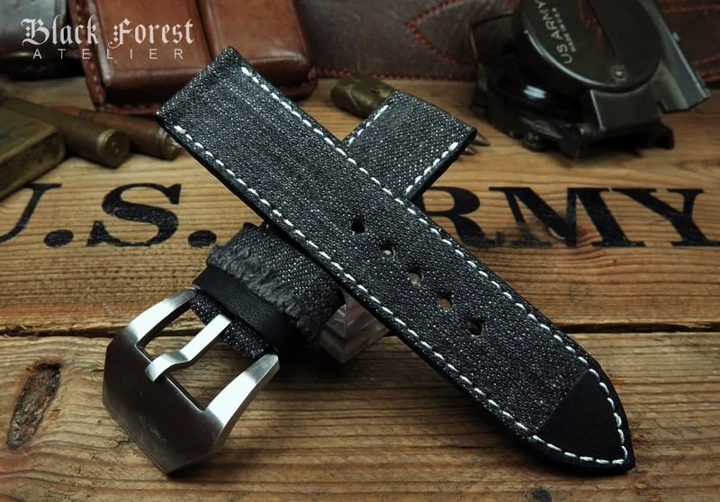 Jeans-auf-Leder-Uhrenarmband Nr300
