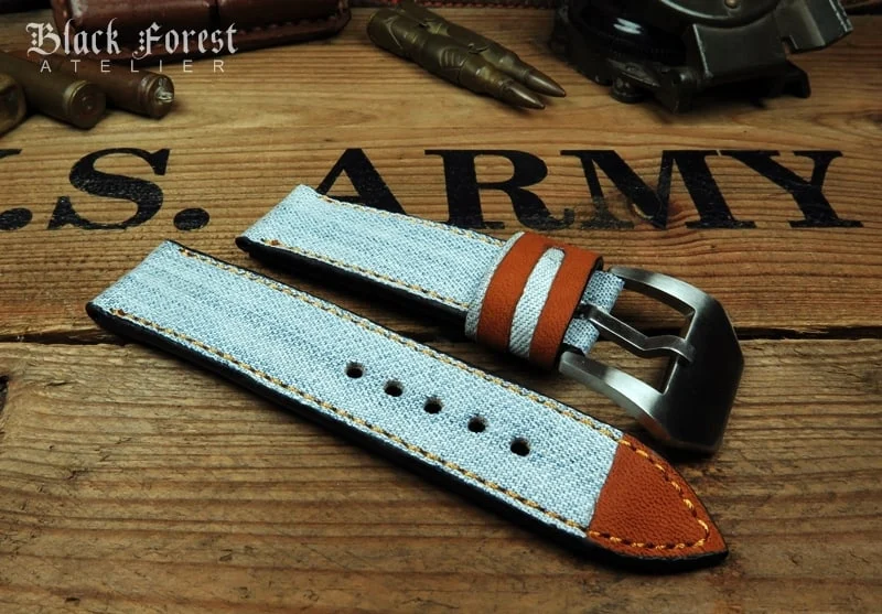 Jeans-auf-Leder-Uhrenarmband Nr302 – Bild 3