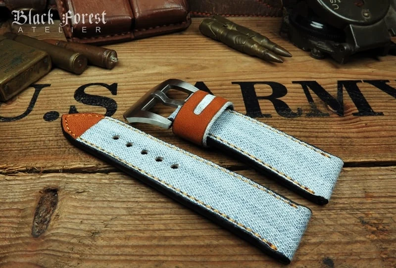 Jeans-auf-Leder-Uhrenarmband Nr302 – Bild 2