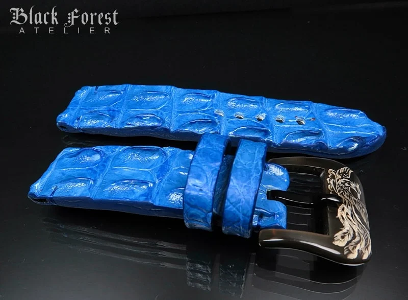 Handgefertigtes Uhrenarmband 26mm/26mm aus echtem Alligatorleder (Double Hornback) Nr410 – Bild 3