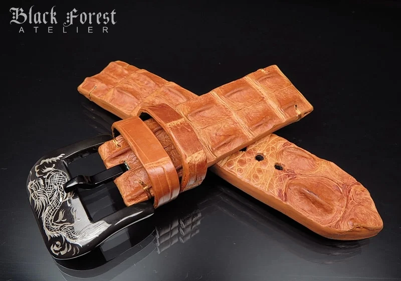 26mm/26mm Handmade Genuine Alligator Double Hornback Strap Nr414