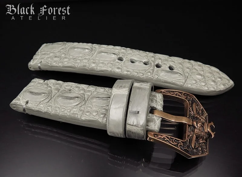 24mm/24mm Handmade Genuine Alligator Double Hornback Strap Nr416 – image 3