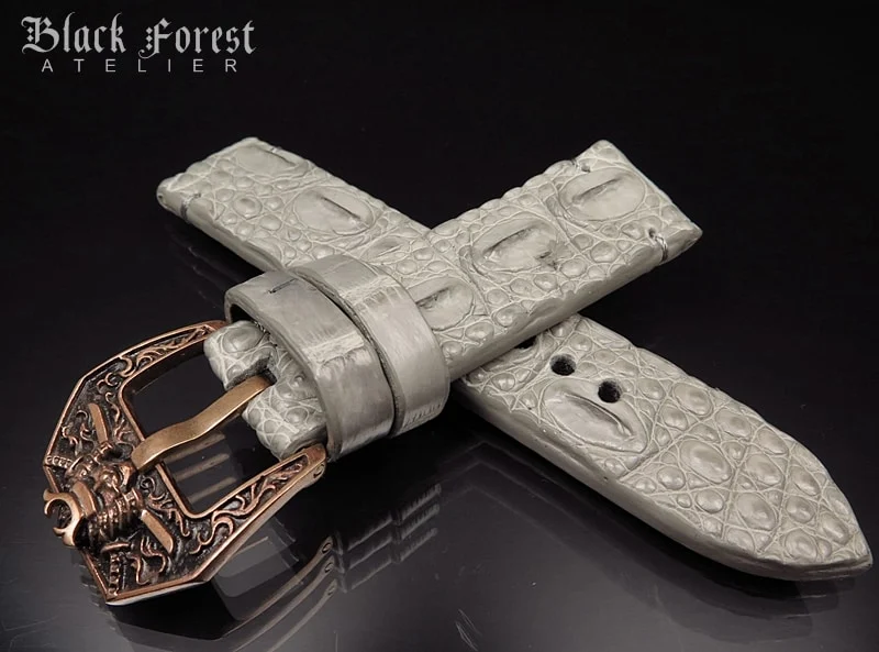24mm/24mm Handmade Genuine Alligator Double Hornback Strap Nr416