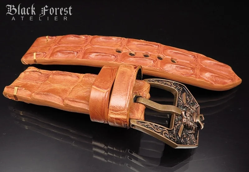 24mm/24mm Handmade Genuine Alligator Double Hornback Strap Nr418 – image 3