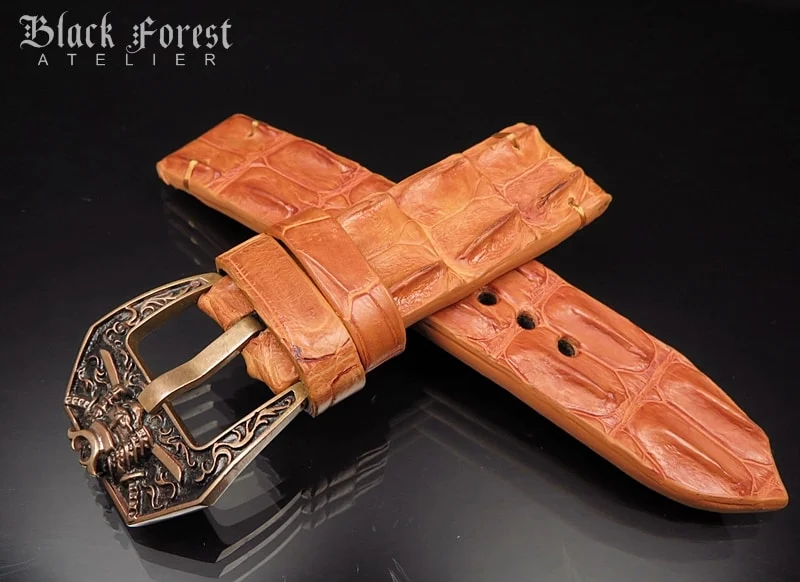 24mm/24mm Handmade Genuine Alligator Double Hornback Strap Nr418