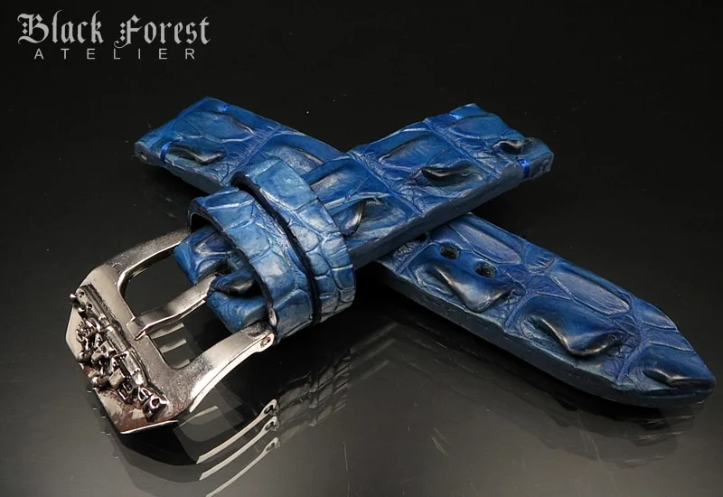 Crocodile hornback watch strap with pronounced texture