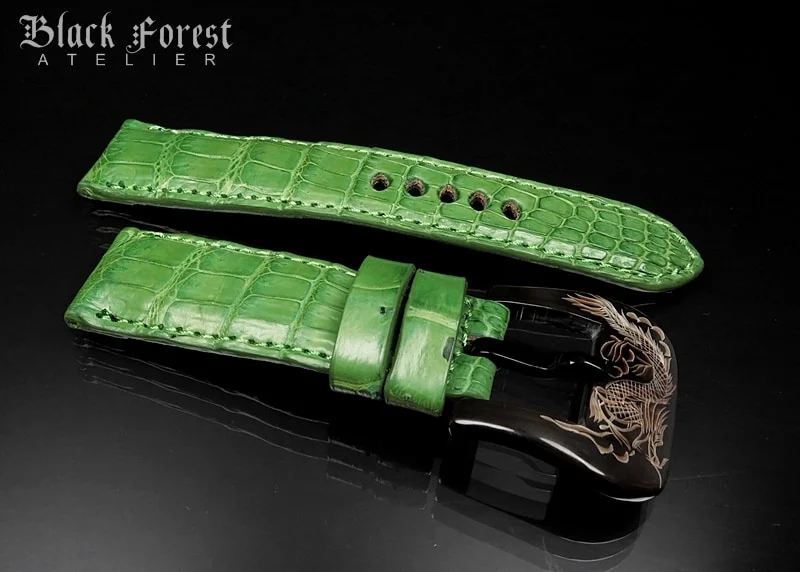 24mm/22mm Padded Handmade Genuine Alligator / Crocodile Belly Strap for Panerai Nr.423 – image 3
