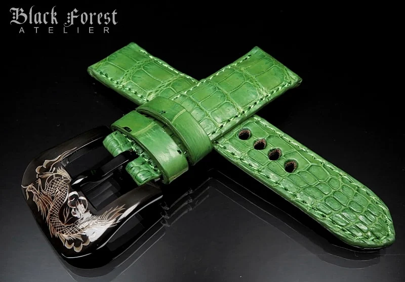 24mm/22mm Padded Handmade Genuine Alligator / Crocodile Belly Strap for Panerai Nr.423