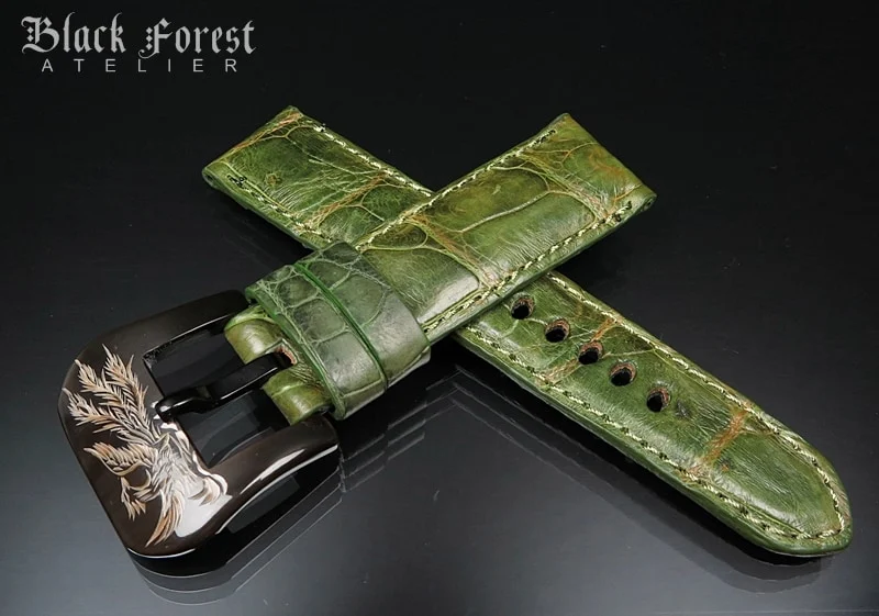 24mm/22mm Padded Handmade Genuine Alligator / Crocodile Belly Strap for Panerai Nr.424