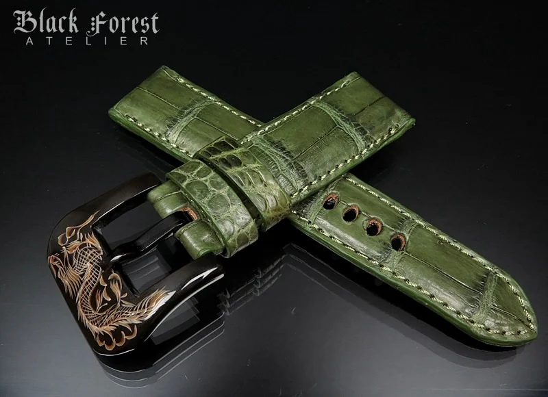 24mm/22mm Padded Handmade Genuine Alligator / Crocodile Belly Strap for Panerai Nr.425