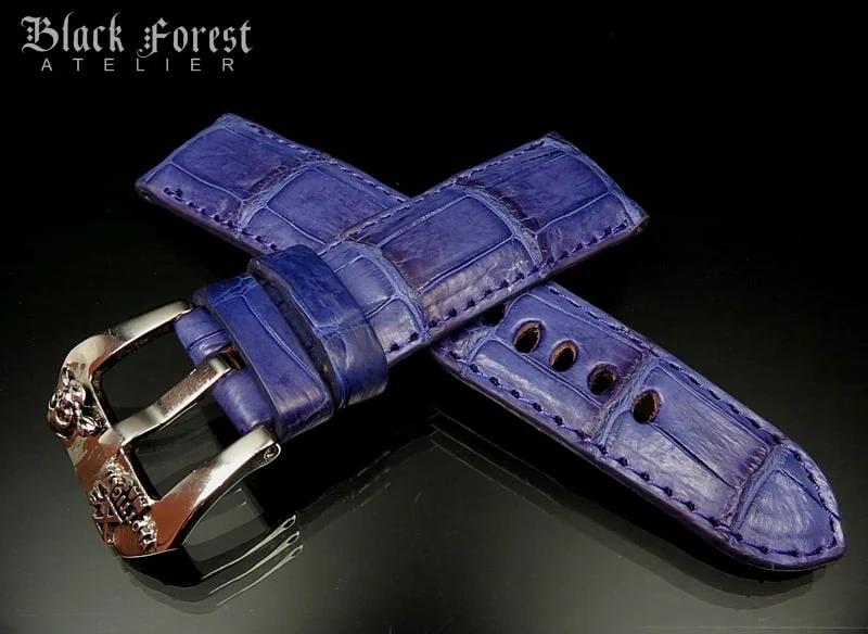 24mm/22mm Padded Handmade Genuine Alligator / Crocodile Belly Strap for Panerai Nr.426