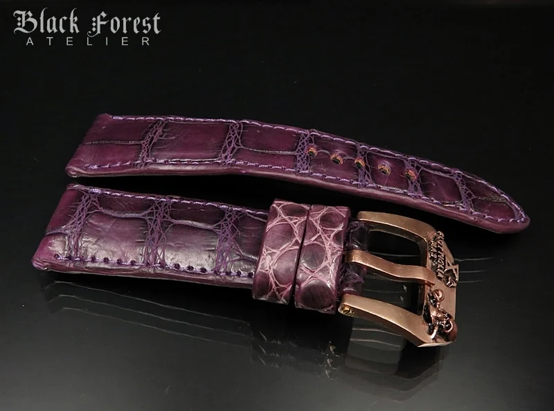 24mm/22mm Padded Handmade Genuine Alligator / Crocodile Belly Strap for Panerai Nr.427 – image 3