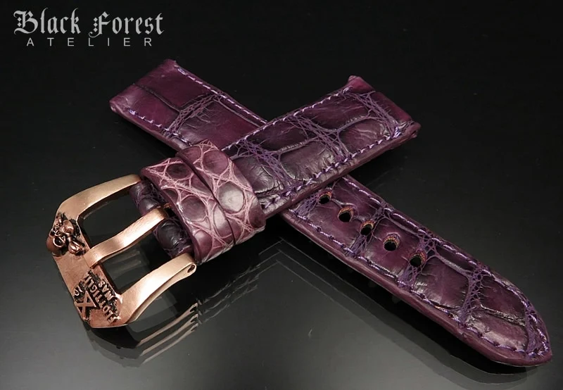 24mm/22mm Padded Handmade Genuine Alligator / Crocodile Belly Strap for Panerai Nr.427