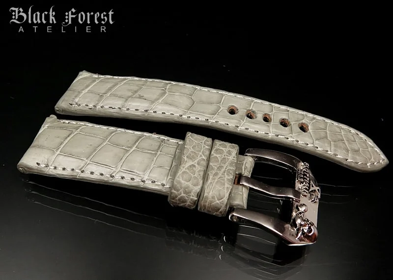 24mm/22mm Padded Handmade Genuine Alligator / Crocodile Belly Strap for Panerai Nr.428 – image 3
