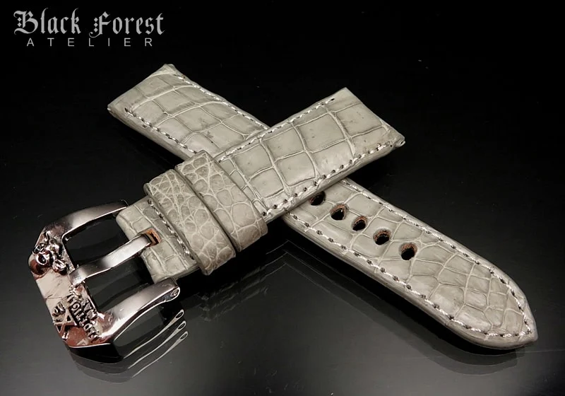 24mm/22mm Padded Handmade Genuine Alligator / Crocodile Belly Strap for Panerai Nr.428