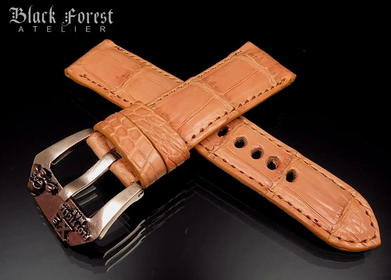 24mm/22mm Padded Handmade Genuine Alligator / Crocodile Belly Strap for Panerai Nr.429
