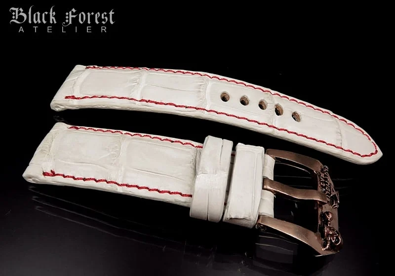 24mm/22mm Padded Handmade Genuine Alligator / Crocodile Belly Strap for Panerai Nr.430 – image 3