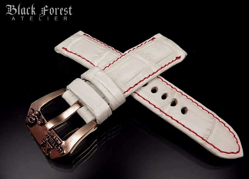 24mm/22mm Padded Handmade Genuine Alligator / Crocodile Belly Strap for Panerai Nr.430