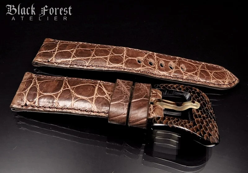 24mm/22mm Padded Handmade Genuine Alligator / Crocodile Belly Strap for Panerai Nr.431 – image 3