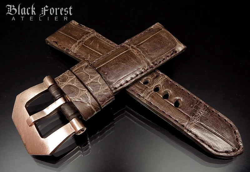 24mm/22mm Padded Handmade Genuine Alligator / Crocodile Belly Strap for Panerai Nr.432