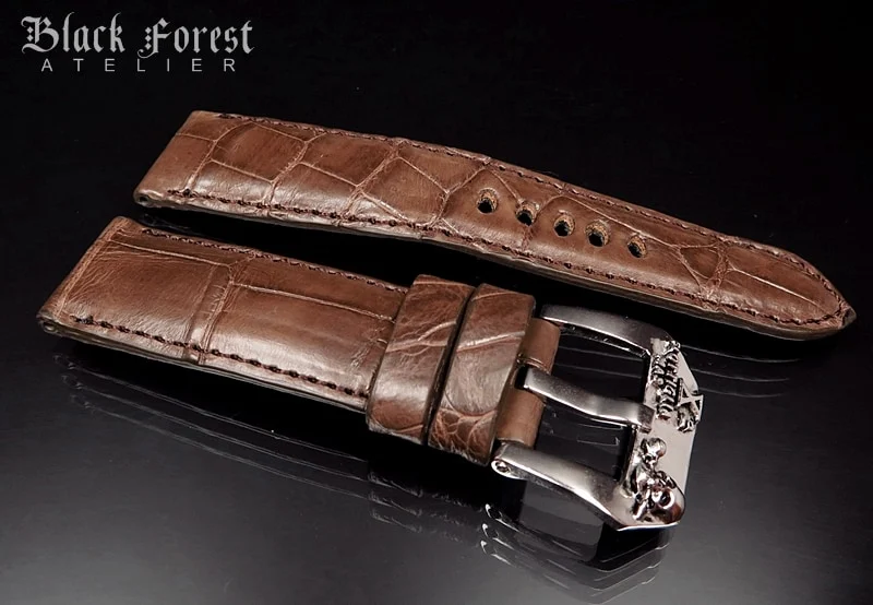 24mm/22mm Padded Handmade Genuine Alligator / Crocodile Belly Strap for Panerai Nr.433 – image 3