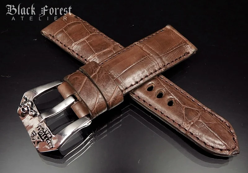 24mm/22mm Padded Handmade Genuine Alligator / Crocodile Belly Strap for Panerai Nr.433