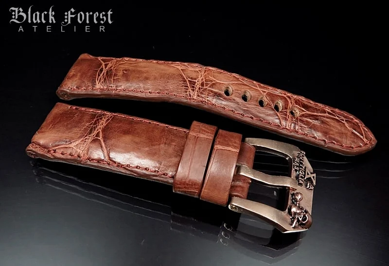 24mm/22mm Padded Handmade Genuine Alligator / Crocodile Belly Strap for Panerai Nr.434 – image 3