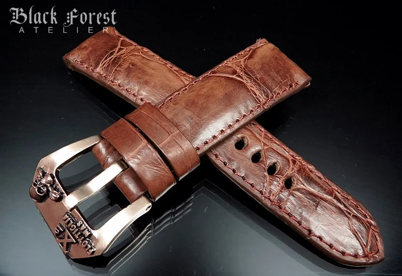 24mm/22mm Padded Handmade Genuine Alligator / Crocodile Belly Strap for Panerai Nr.434