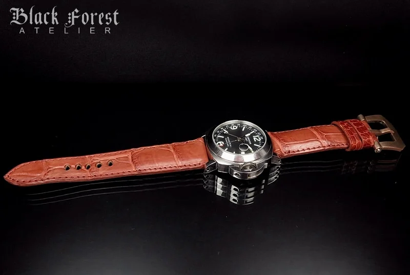 24mm/22mm Padded Handmade Genuine Alligator / Crocodile Belly Strap for Panerai Nr.435 – image 4