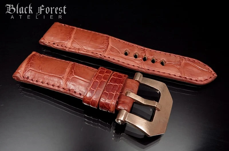 24mm/22mm Padded Handmade Genuine Alligator / Crocodile Belly Strap for Panerai Nr.435 – image 3
