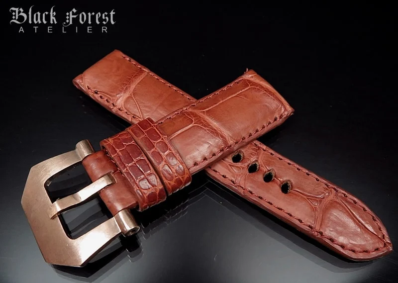 24mm/22mm Padded Handmade Genuine Alligator / Crocodile Belly Strap for Panerai Nr.435
