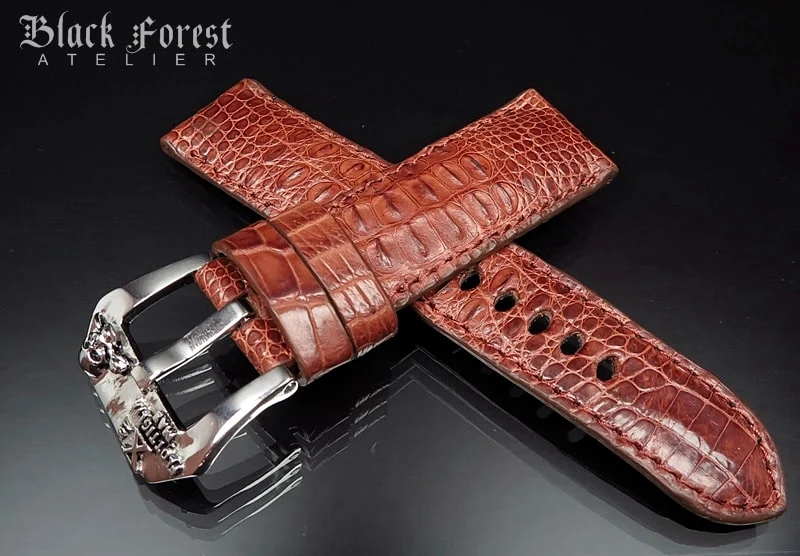 24mm/22mm Padded Handmade Genuine Alligator / Crocodile Belly Strap for Panerai Nr.436