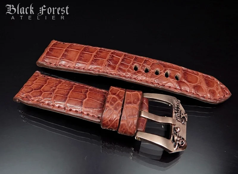 24mm/22mm Padded Handmade Genuine Alligator / Crocodile Belly Strap for Panerai Nr.437 – image 3