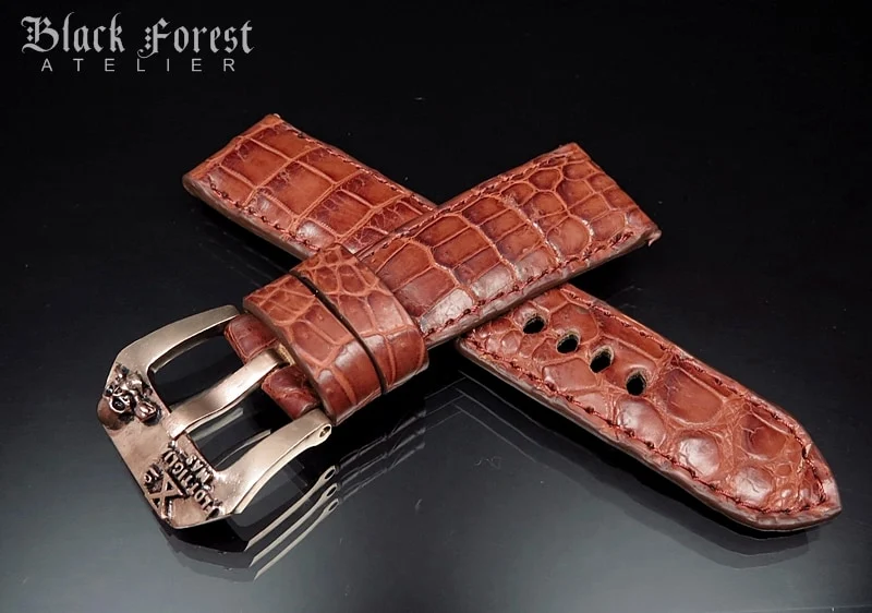 24mm/22mm Padded Handmade Genuine Alligator / Crocodile Belly Strap for Panerai Nr.437