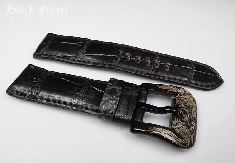 24mm/22mm Padded Handmade Genuine Alligator / Crocodile Belly Strap for Panerai Nr.438 – image 3