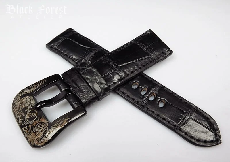 24mm/22mm Padded Handmade Genuine Alligator / Crocodile Belly Strap for Panerai Nr.438
