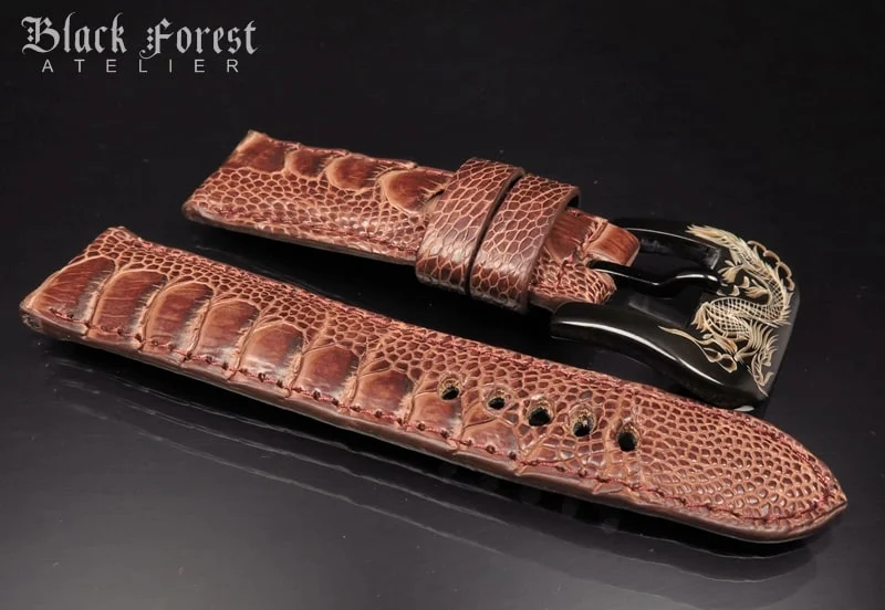 24mm/22mm Padded Genuine Ostrich Leg Skin Watch Strap DD321 – image 3