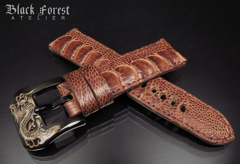 24mm/22mm Padded Genuine Ostrich Leg Skin Watch Strap DD321