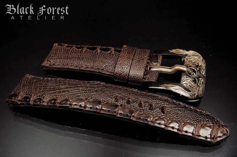 24mm/22mm Padded Genuine Ostrich Leg Skin Watch Strap DD322 – image 3