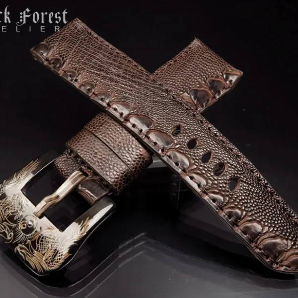 24mm/22mm Padded Genuine Ostrich Leg Skin Watch Strap DD322